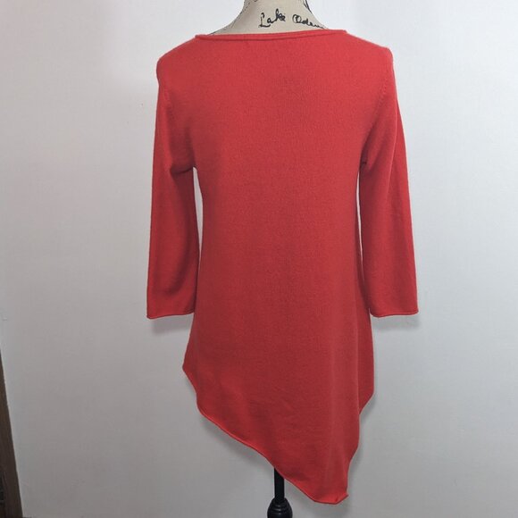 Neiman Marcus 100% Cashmere Sweater Womens Orange Asymmetrical Hem Luxe Tunic M? - Picture 7 of 12